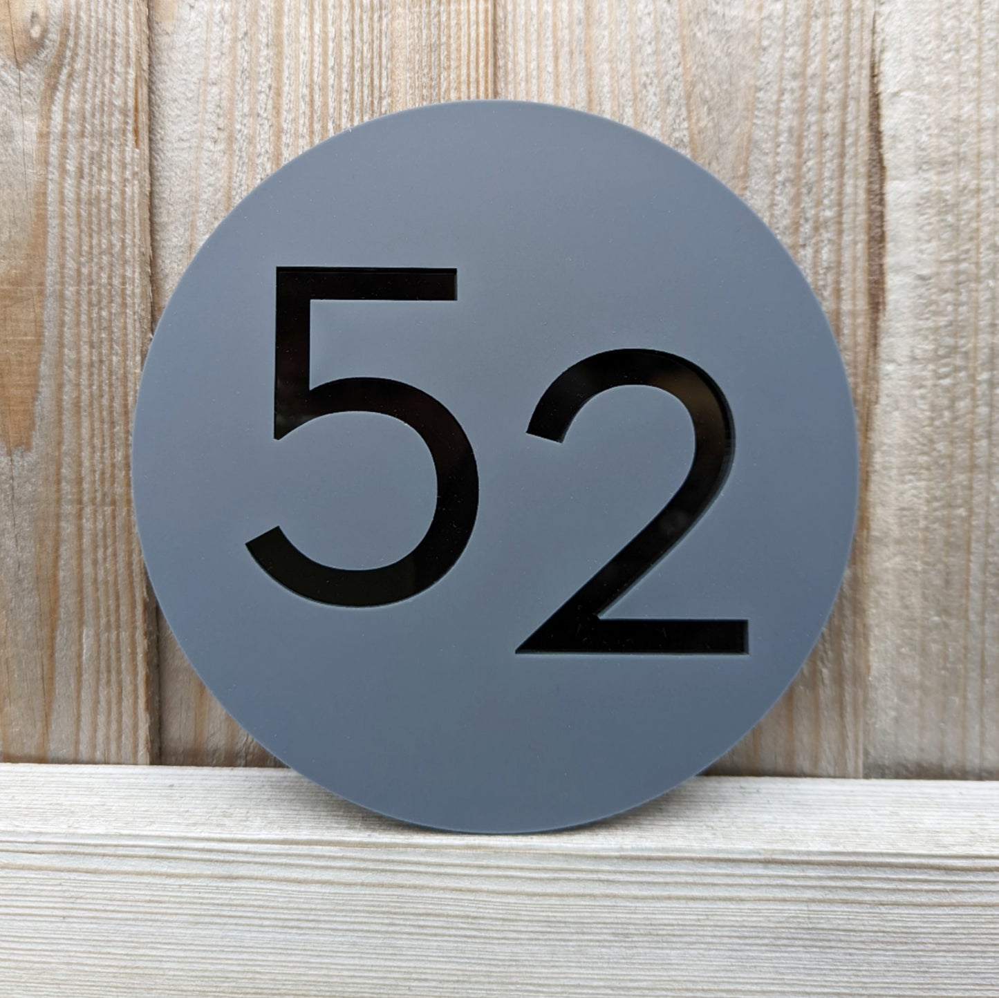 Circle House Number Plaque - Grey - Recycled Acrylic - Customisable