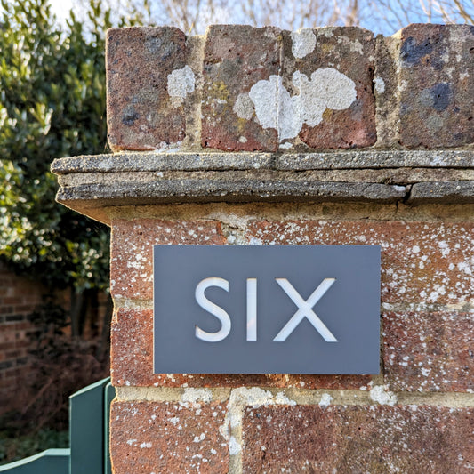 House Number Word Plaque - Grey - Customisable