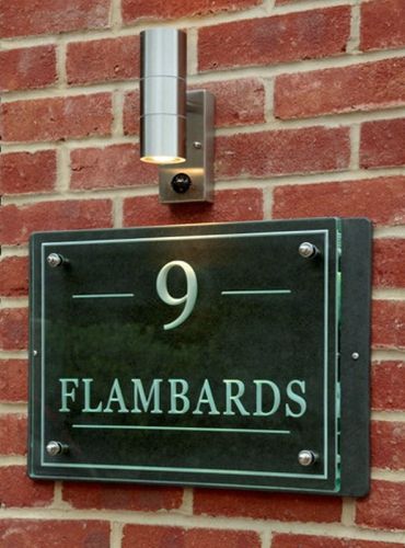 Glass house number , engraved house number, slate house number , modern house number , house number plaque , contemporary house number , glass and slate house names , glass house name plaques , slate house names
