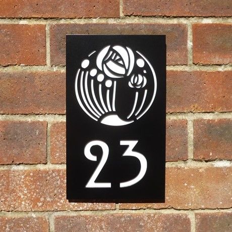 House number plaque , decorative house number plaque , black house number , black house number plaque , Art deco style house number , Art deco style house number plaque ,
