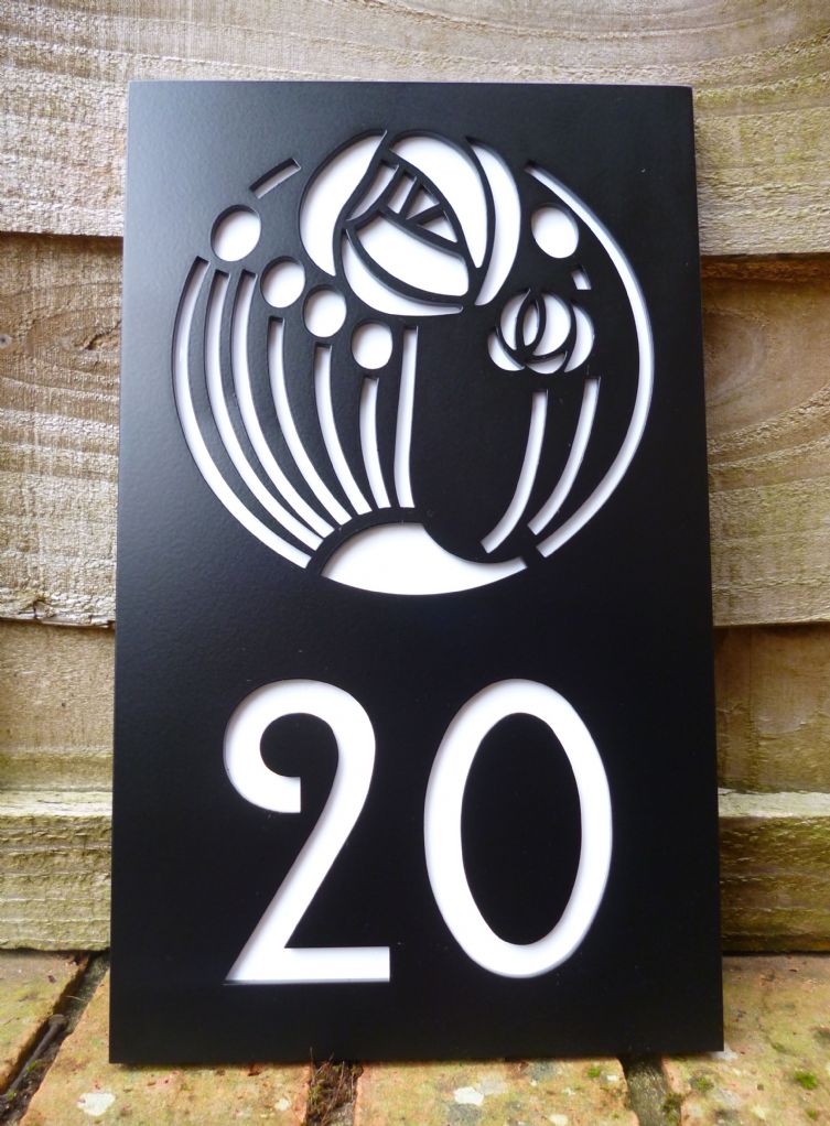 House number plaque , decorative house number plaque , black house number , black house number plaque , Art deco style house number , Art deco style house number plaque ,