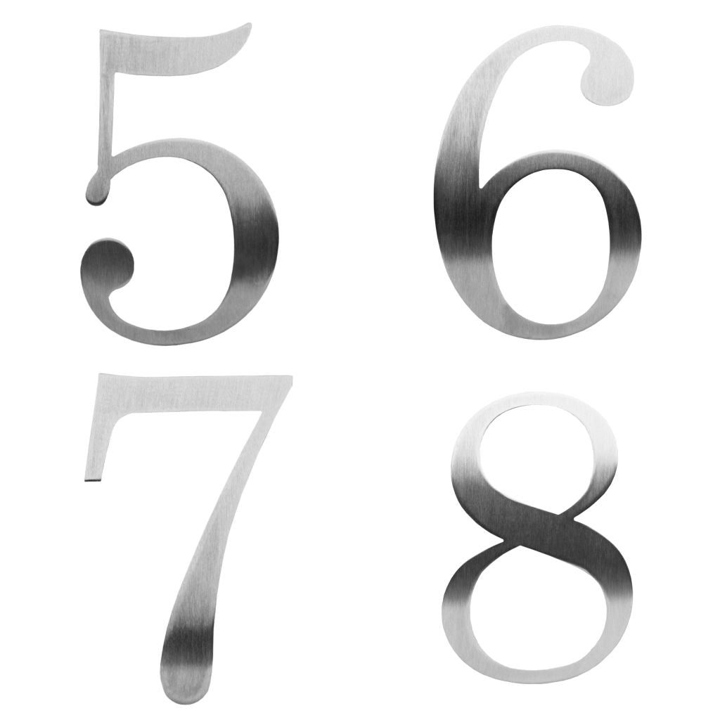 Stainless steel house number , house number , century house number , curved house number , rounded house number , Stainless steel door number , modern house number , contemporary house number , house number made in the UK