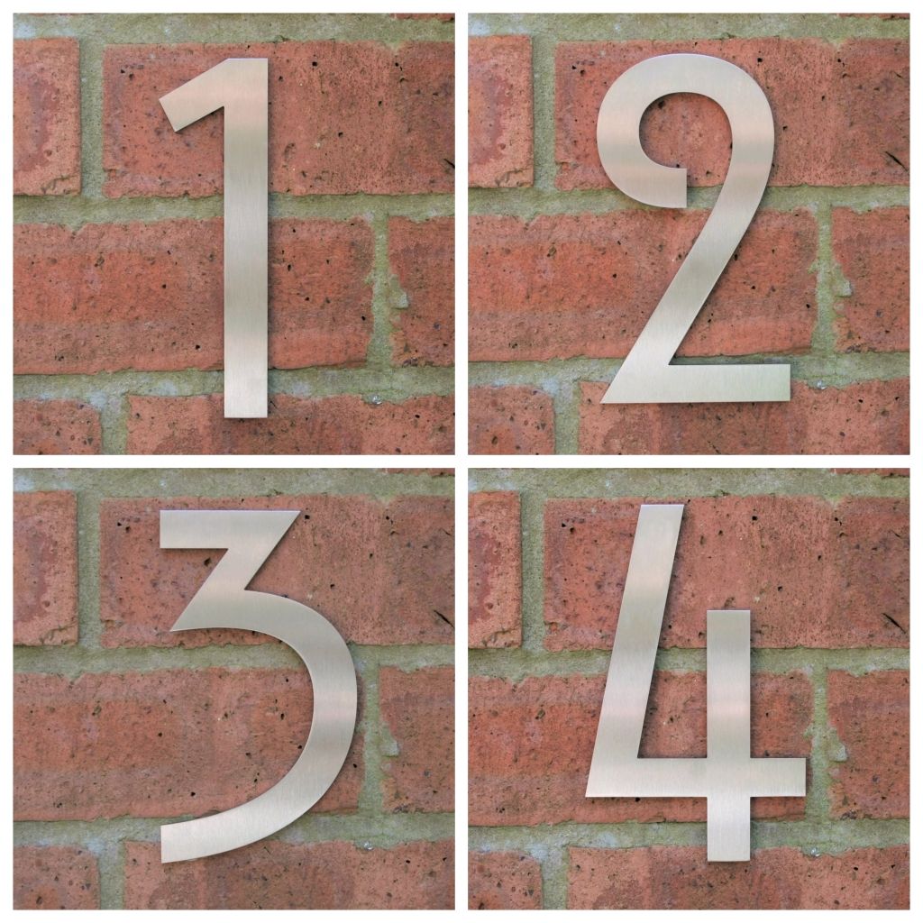 Stainless steel house number , house number , Mackintosh house number , Stainless steel door number , modern house number , contemporary house number , house number made in the UK , Mackintosh , hand finished house numbers