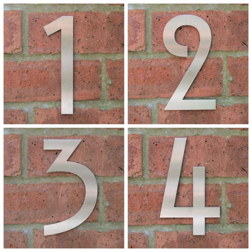 Stainless steel house number , house number , Mackintosh house number ,  Stainless steel door number , modern house number , contemporary house number , house number made in the UK , Mackintosh , hand finished house numbers