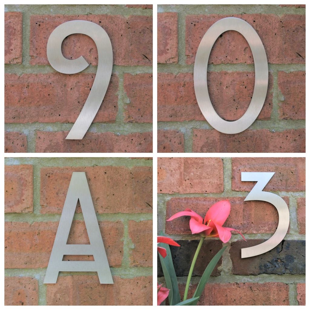 Stainless steel house number , house number , Mackintosh house number , Stainless steel door number , modern house number , contemporary house number , house number made in the UK , Mackintosh , hand finished house numbers