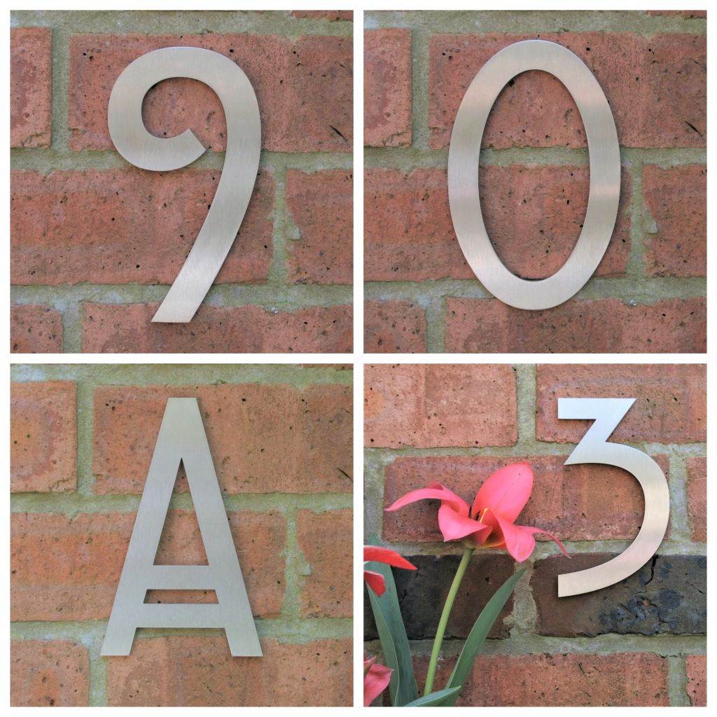 Stainless steel house number , house number , Mackintosh house number ,  Stainless steel door number , modern house number , contemporary house number , house number made in the UK , Mackintosh , hand finished house numbers