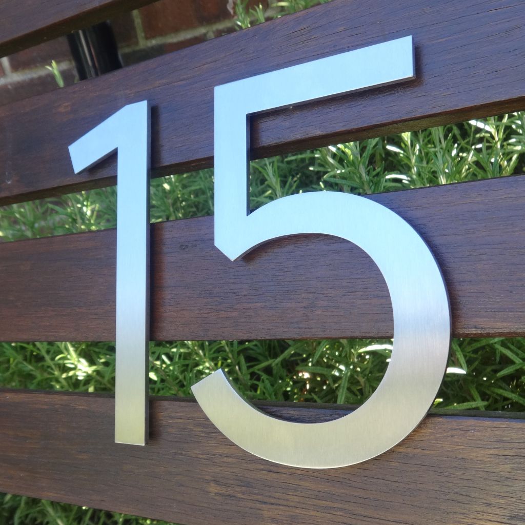 Stainless steel house number , house number , Marine grade house number , Stainless steel door number , modern house number , contemporary house number , house number made in the UK , Marine grade , hand finished house numbers , coastal house numbers , 316 stainless steel house numbers