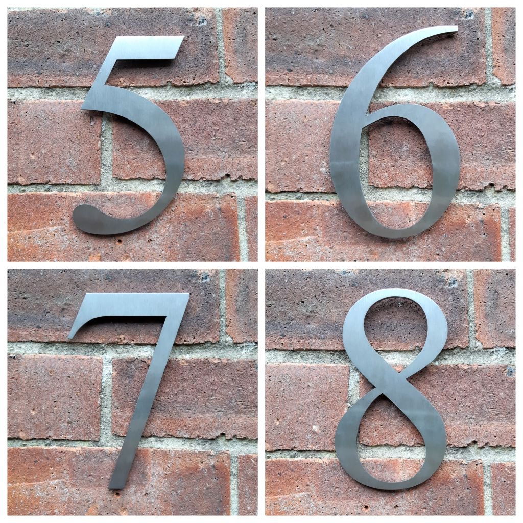 Stainless steel house number, house number, Times New Roman house number, modern house number, traditional house number, hand finished house numbers , Serif house number