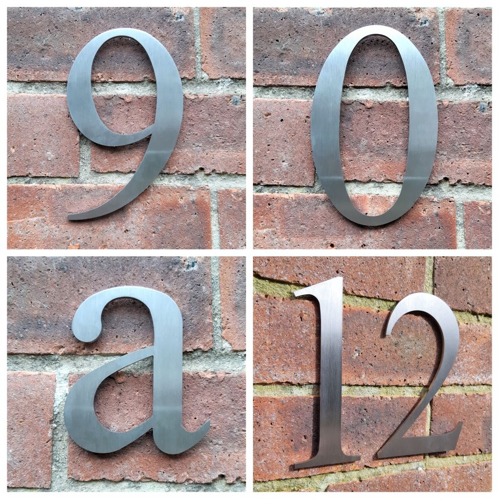 Stainless steel house number, house number, Times New Roman house number, modern house number, traditional house number, hand finished house numbers , Serif house number