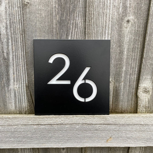 SALE Contemporary House Number Plaque 26