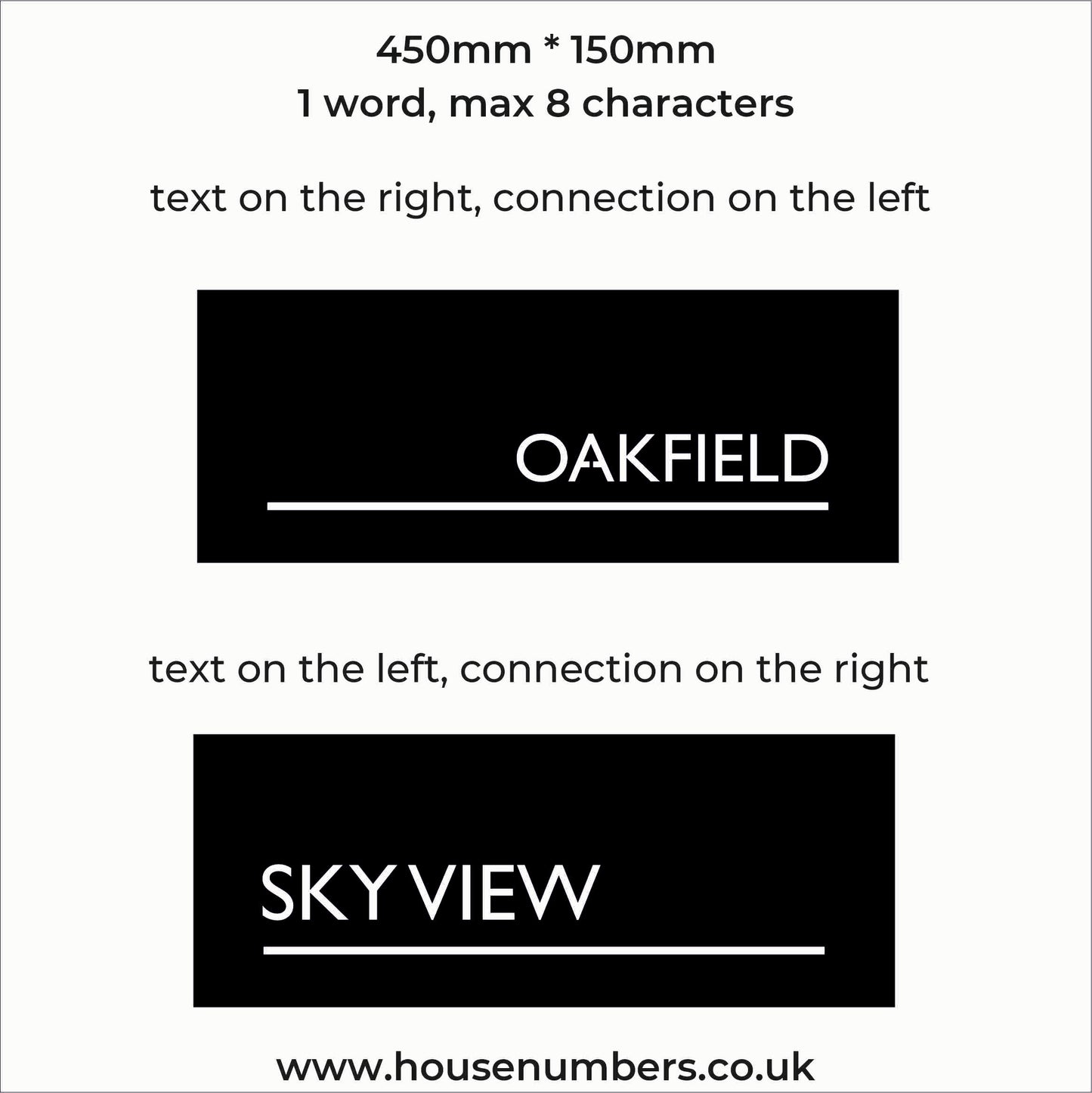 LED House Name - single line of text underlined - integrated driver optional