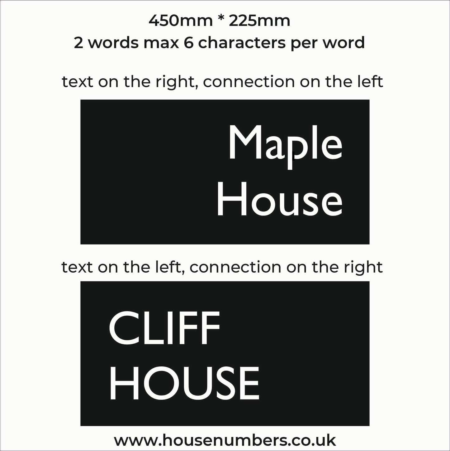 LED House Name - two lines of text, left or right - integrated driver optional