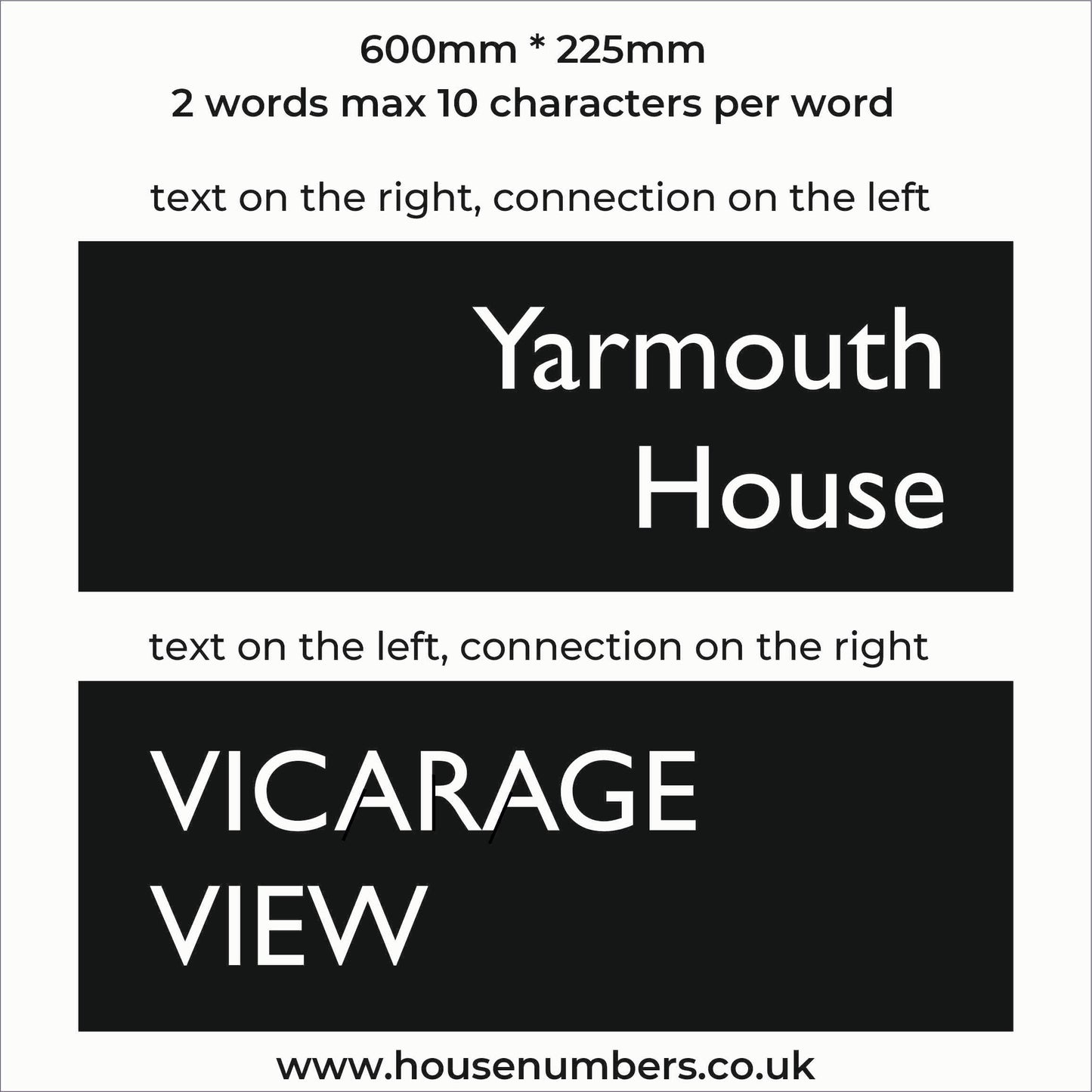 LED House Name - two lines of text, left or right - integrated driver optional
