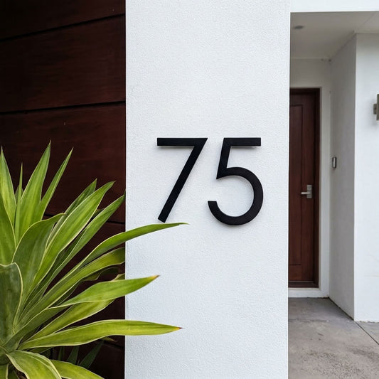 Black House Numbers - Powder Coated Stainless Steel - Century Gothic