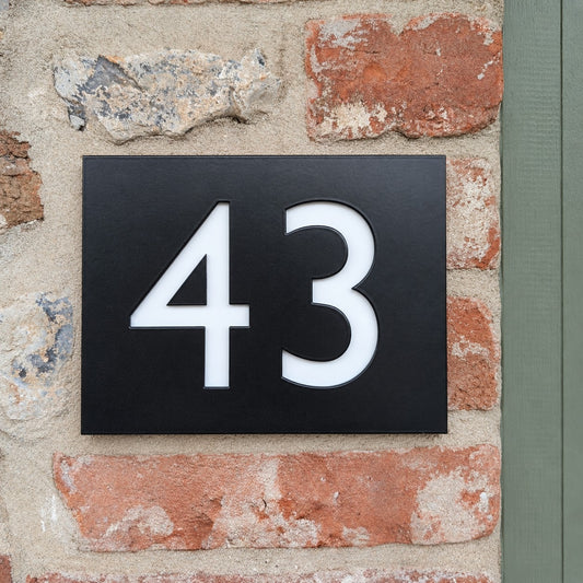 Black House Number Plaque - Powder Coated Stainless Steel