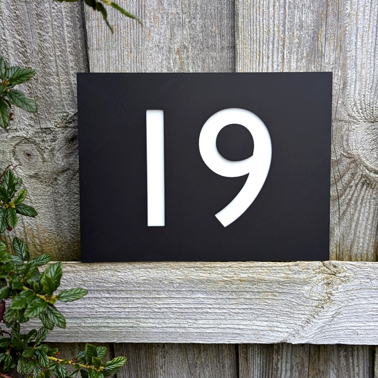 Rectangle House Number Plaque - Black - Recycled Acrylic - Customisable