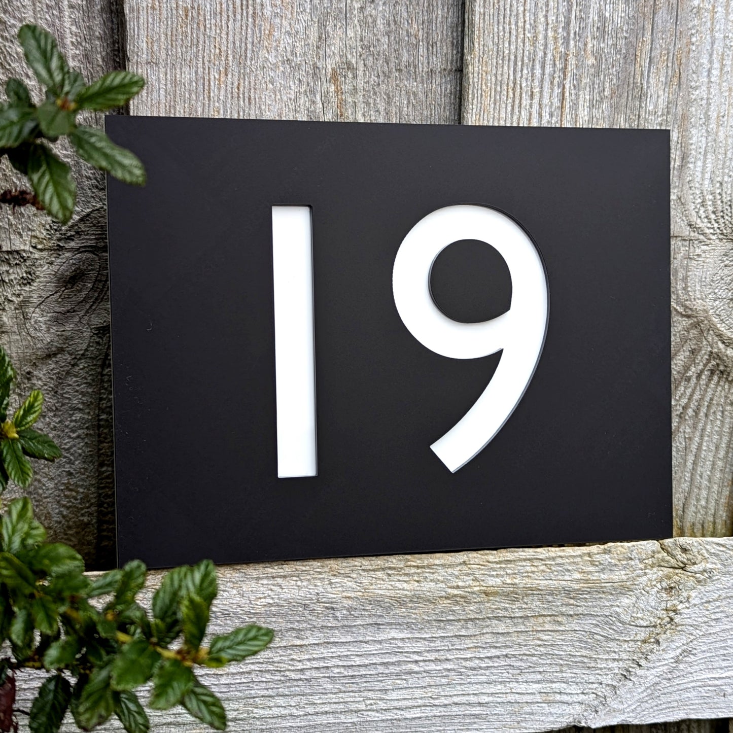 Rectangle House Number Plaque - Black - Recycled Acrylic - Customisable