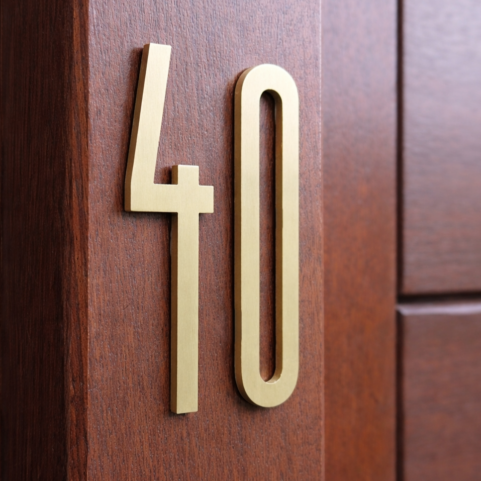 Solid Brass Door Numbers - Stick on Fixing