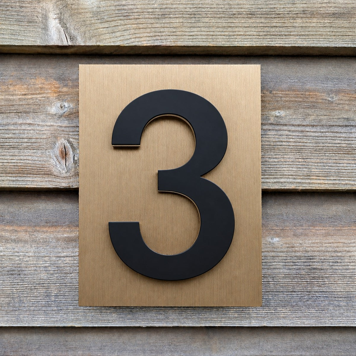 3D Stainless Steel House Numbers, 1 digit mounted onto brushed back plate - 4 colour and font choices