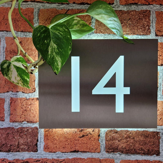 SALE Illuminated house number plaque number 14