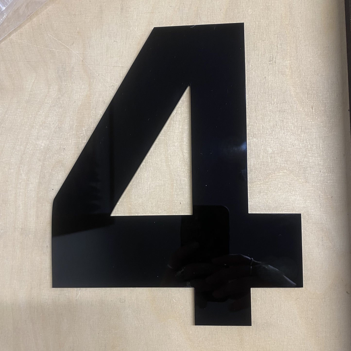 SALE Modern Black GLOSS House Number 4, 20cm - Acrylic Floating