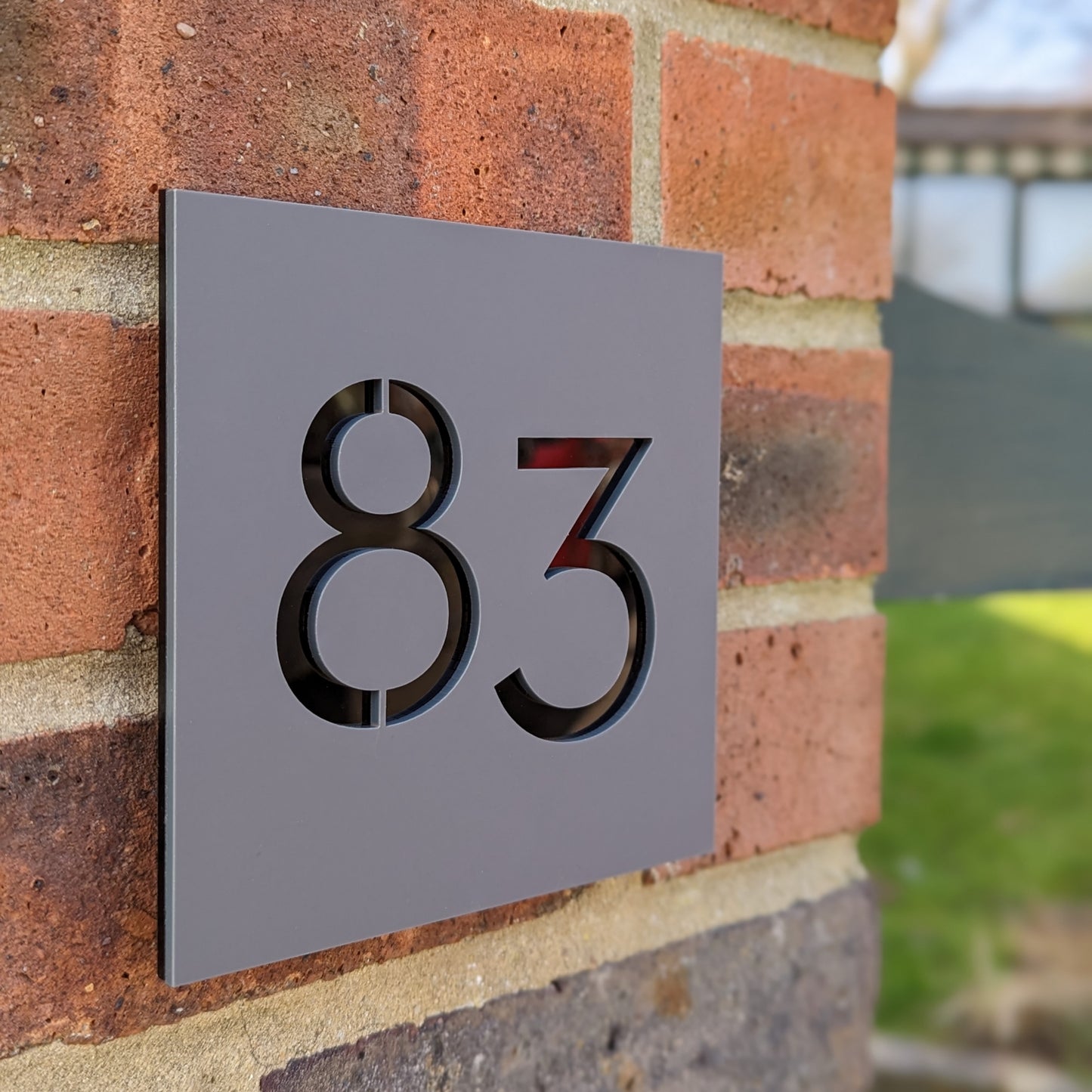 SALE Square House Number Plaque - Grey -Acrylic