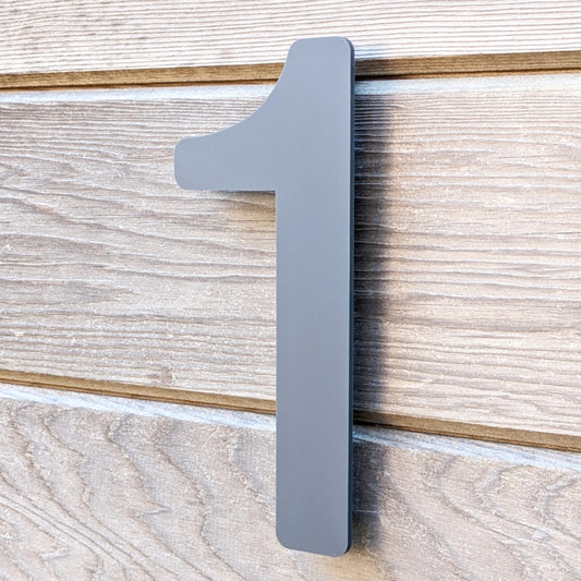 SALE Modern Grey MATT House Number 1, 20cm - Acrylic Floating