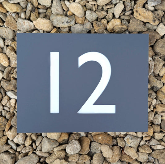 Rectangle House Number Plaque - Grey - Recycled Acrylic - Customisable