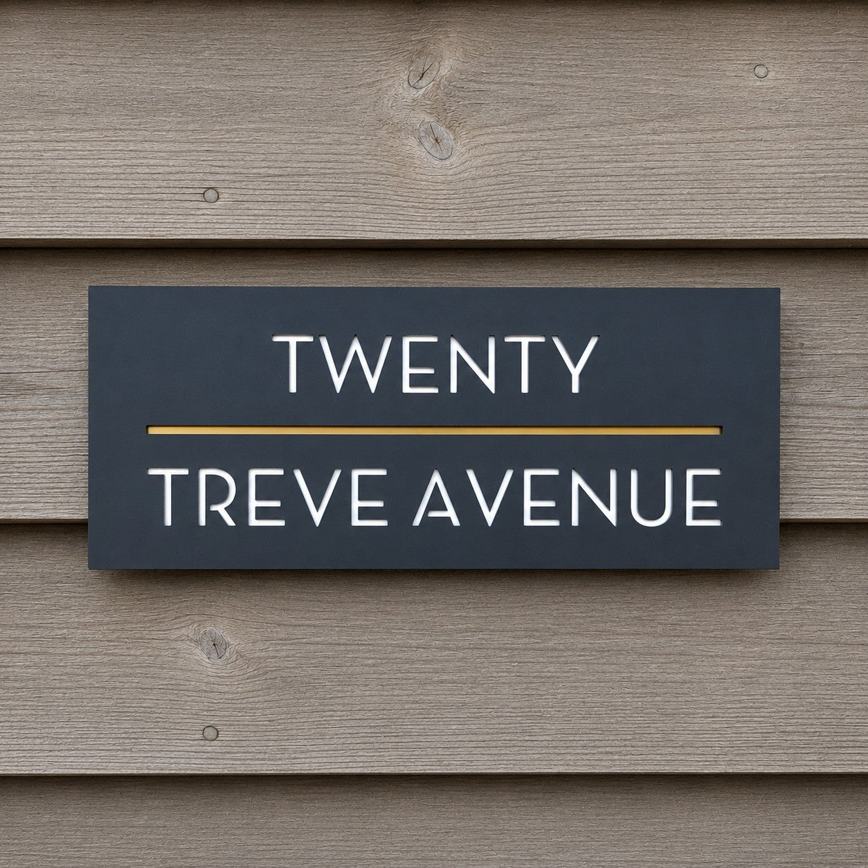 Modern House Number Plaque - Black - Number as Word - Acrylic