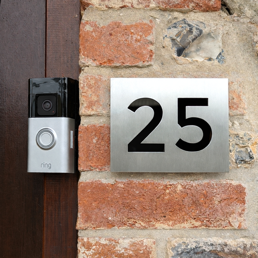 Modern House Number Plaque - Montserrat font - stainless steel