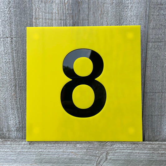 SALE Large Yellow Square House Number Plaque 8