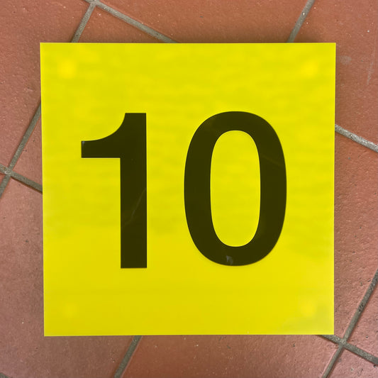 SALE Large Yellow Square House Number Plaque 10