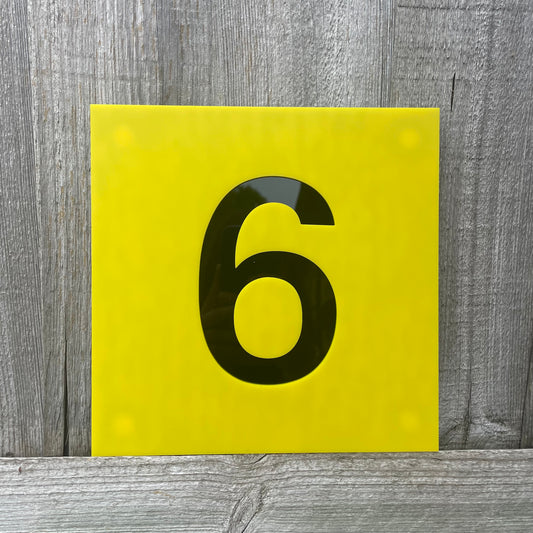 SALE Large Yellow Square House Number Plaque 6/9