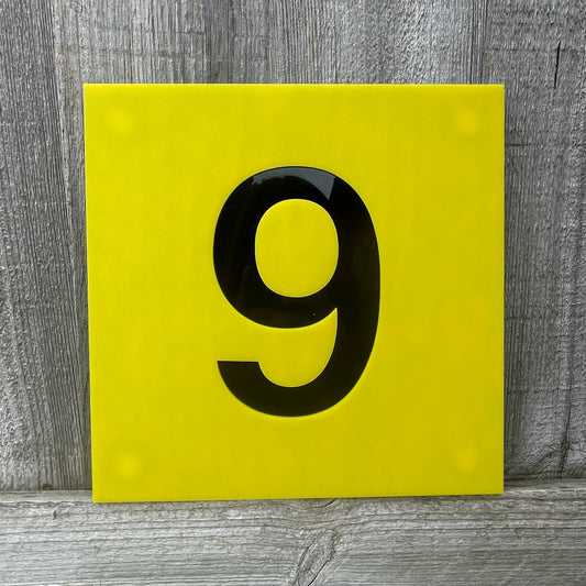 SALE Large Yellow Square House Number Plaque 6/9