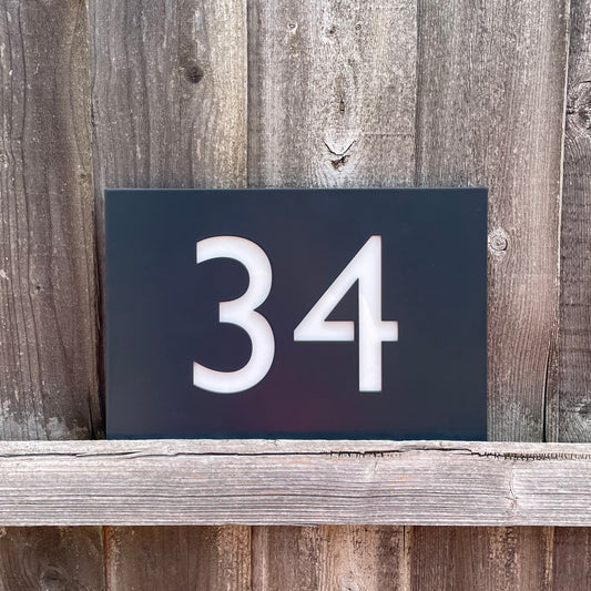 SALE Grey House Number Plaque 34