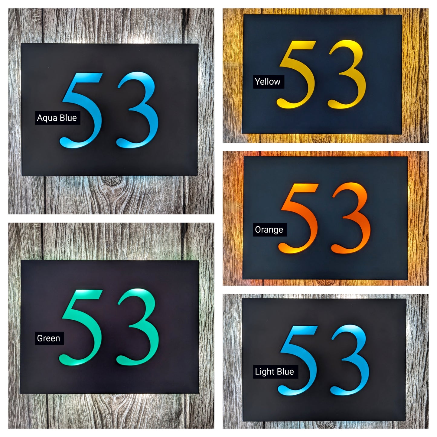 LED House Number Plaque - Colour Options - Times New Roman
