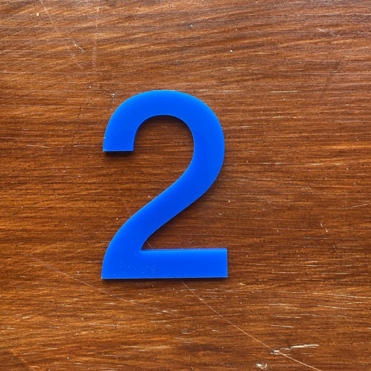 SALE colourful Blue House Numbers, 75mm - Acrylic