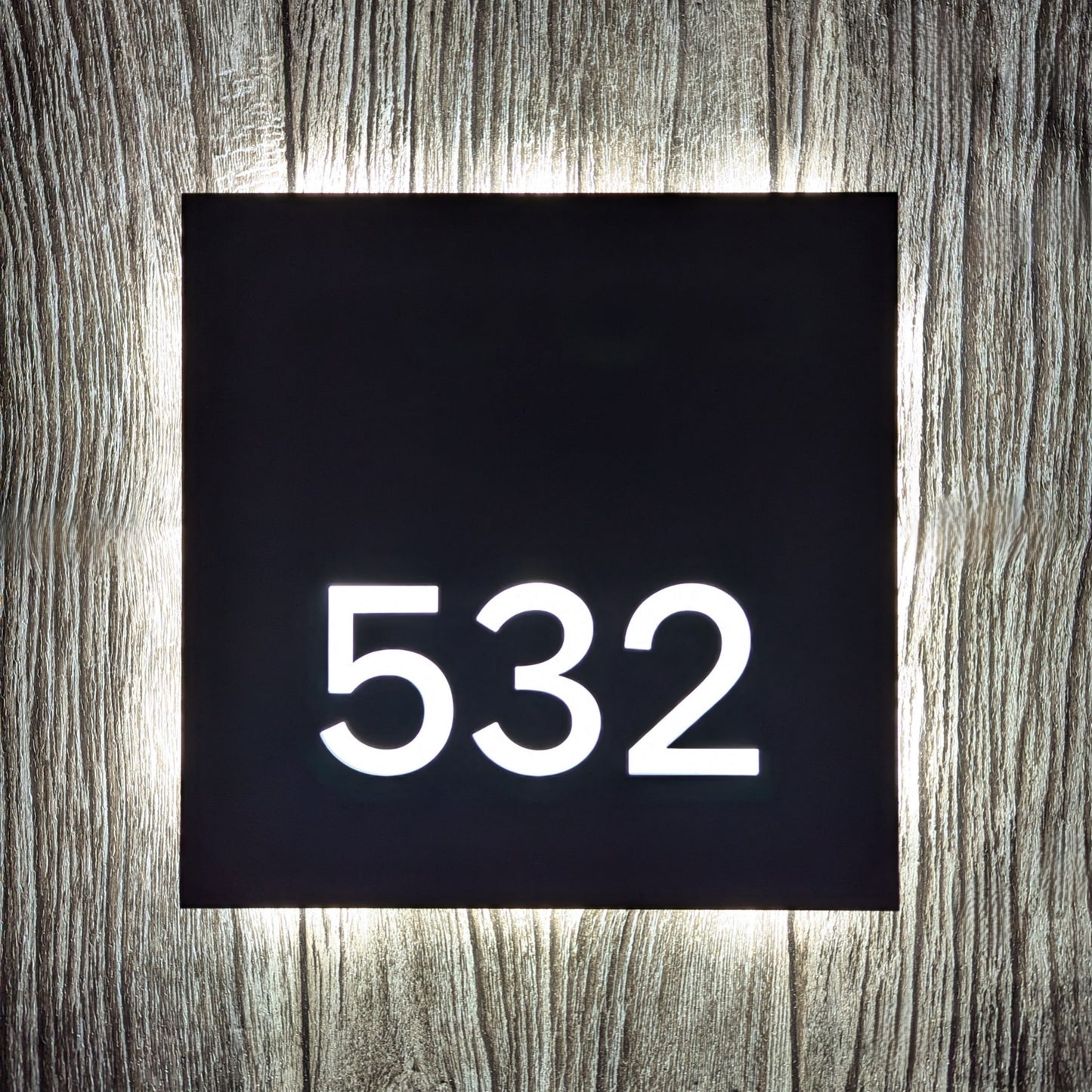 Square LED House Number Plaque - Buenos Aires Font - Intergrated Driver Optional