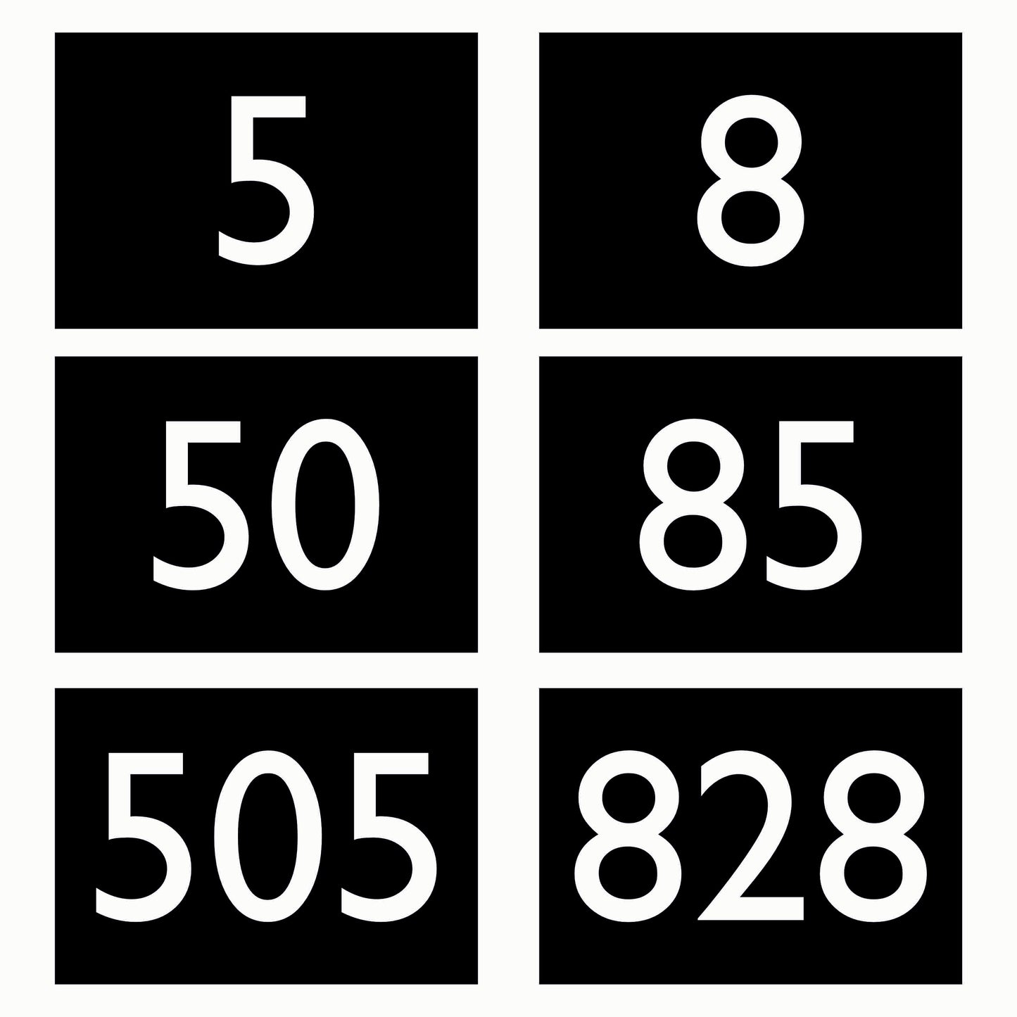 Matt Black Door Number Sign - Gill Sans - Stick on Fixing