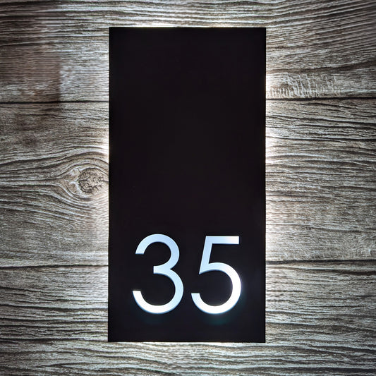 LED House Number Plaque - Century Gothic - Intergrated Driver Optional - Vertical