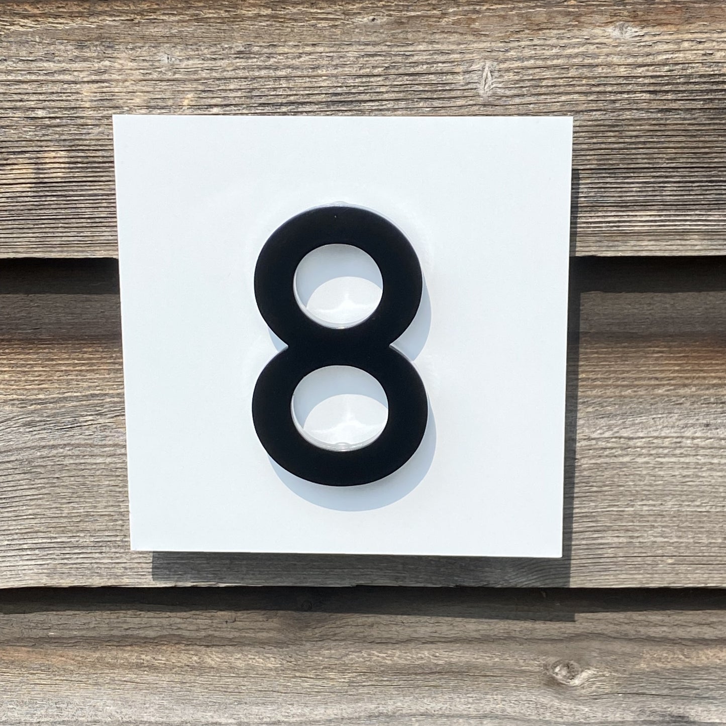 SALE 3D Black House Number 8, Mounted onto White