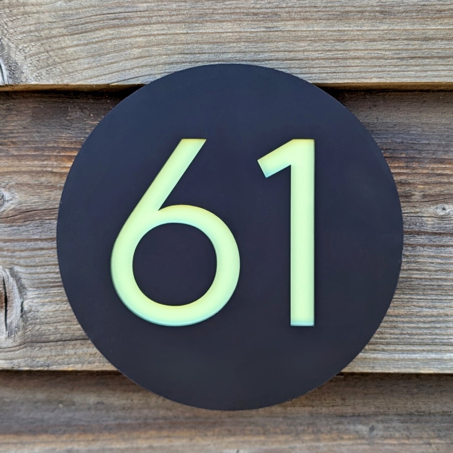 Circle House Number Plaque - Black - Recycled Acrylic - Customisable