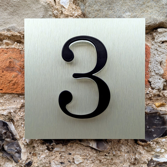 3D House Numbers, mounted onto gold