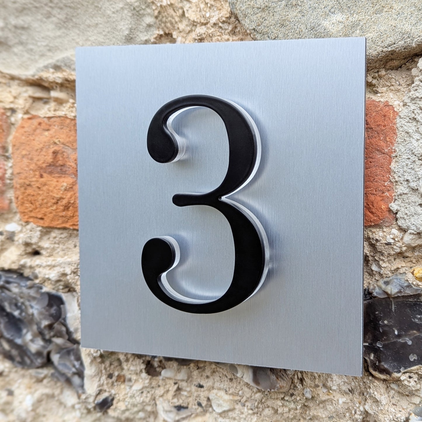 3D House Numbers, mounted onto silver