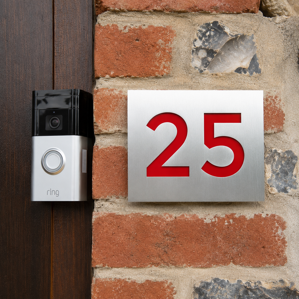 Modern House Number Plaque - Montserrat font - stainless steel