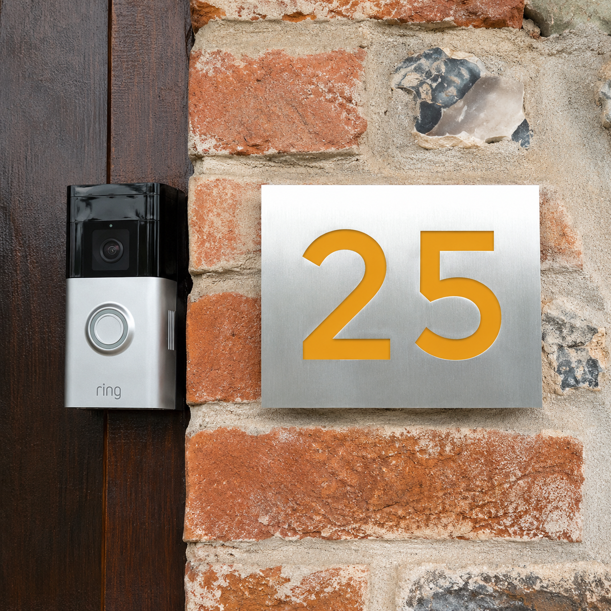 Modern House Number Plaque - Montserrat font - stainless steel