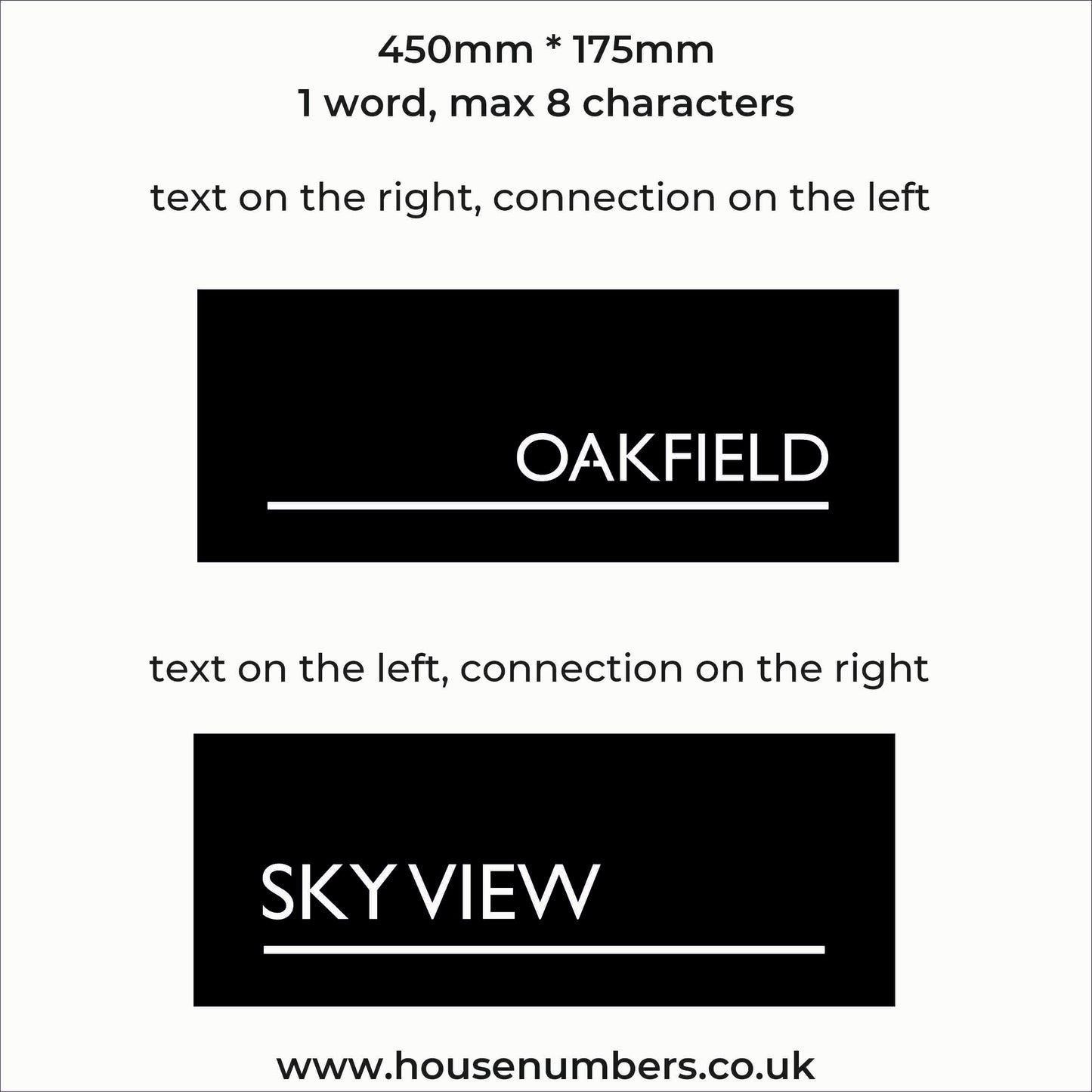 LED House Name - single line of text underlined - integrated driver optional