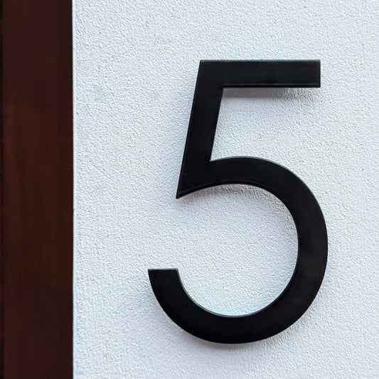 Black House Numbers - Powder Coated Stainless Steel - Century Gothic
