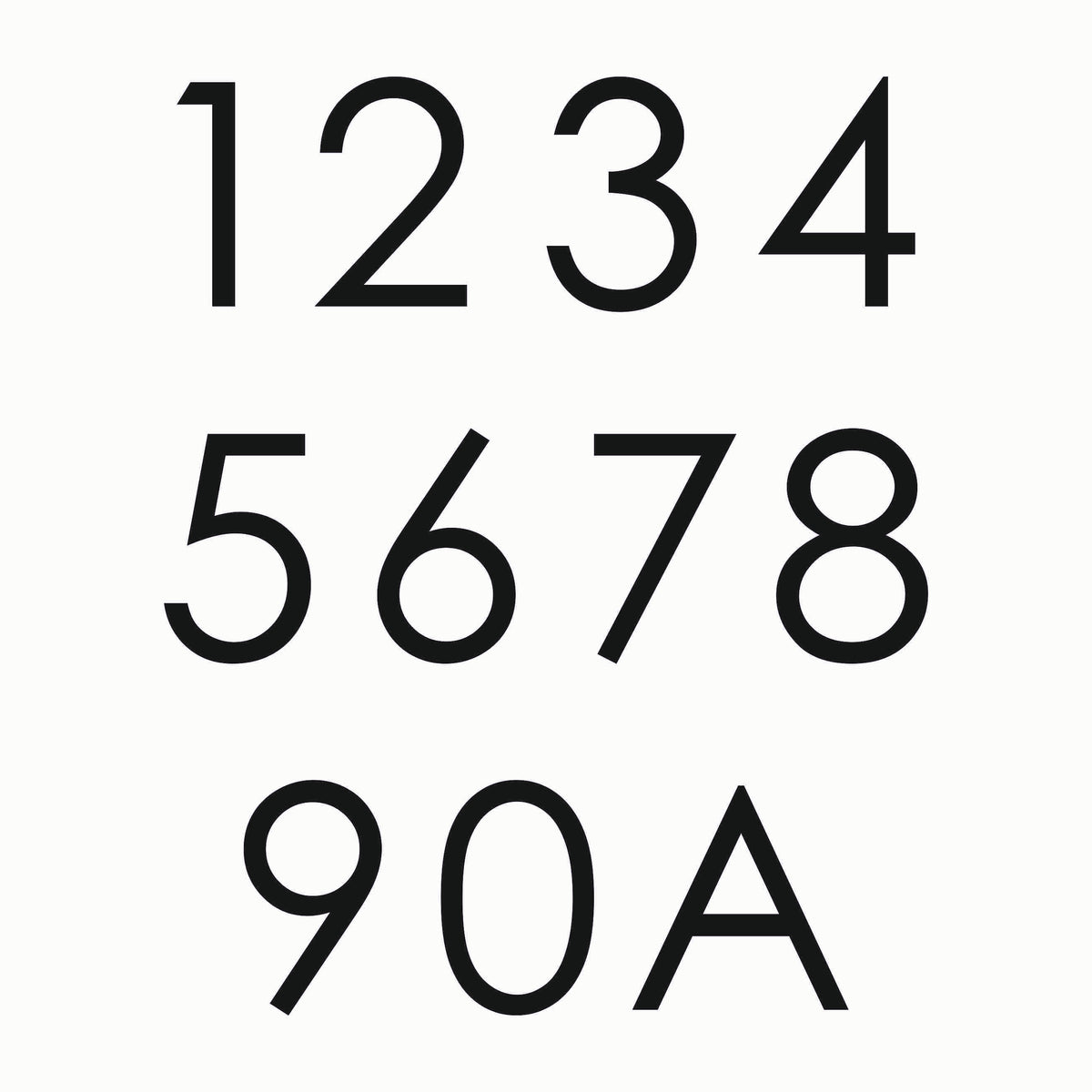 Black House Numbers - Powder Coated Stainless Steel - Century Gothic