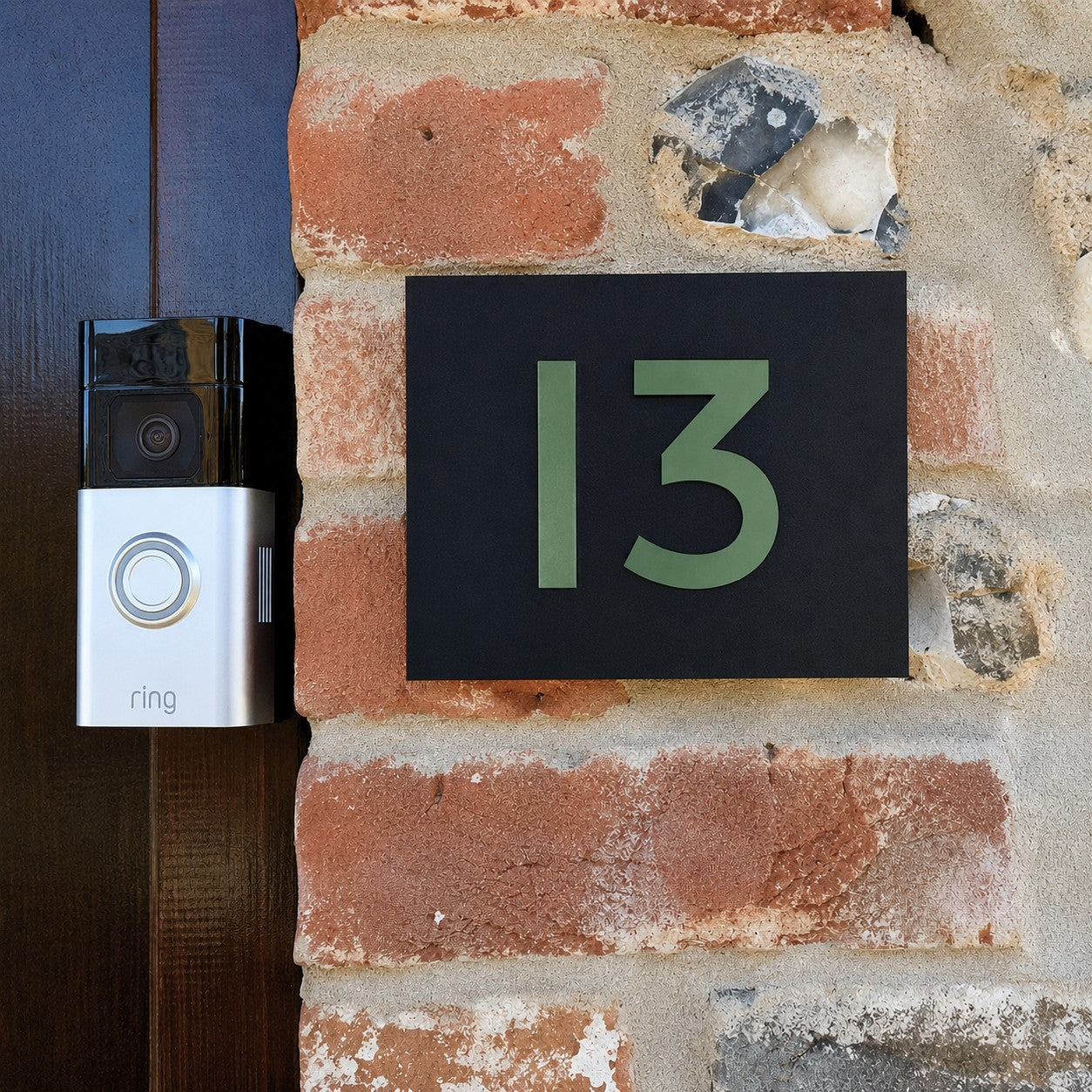Modern House Number Plaque - Montserrat font - Black Recycled Acrylic